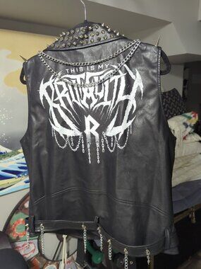 WWE Official Rhea Ripley This Is My Brutality Leather Punk Vest New With Tags XL
